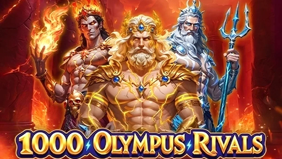 Tampilan visual slot 1000 Olympus Rivals dengan tema mitologi